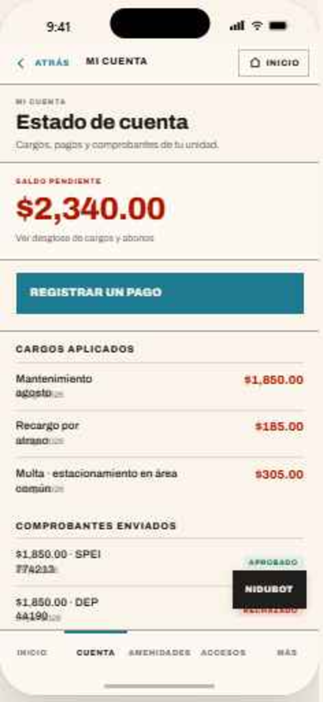 Estado de cuenta del residente