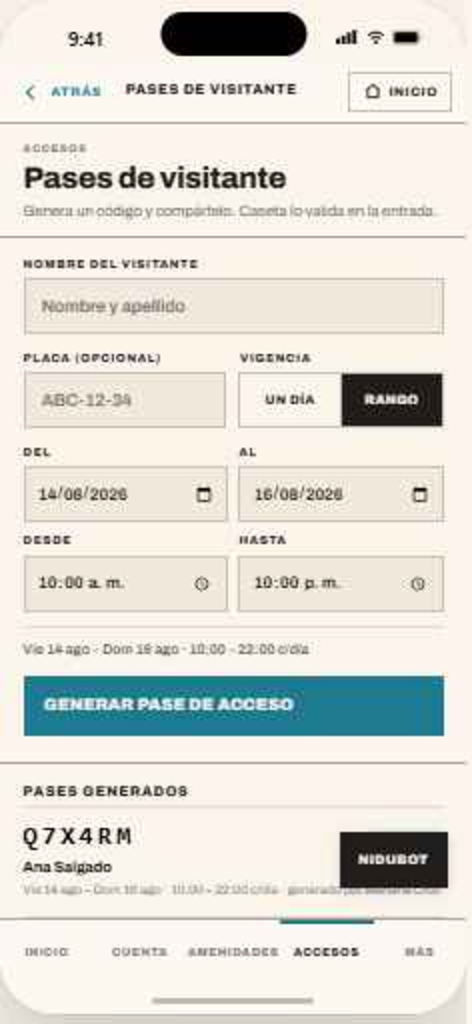 Pases de visitante